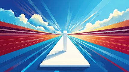 Sport winner podium on running track with finish line,sport outdoor,Finish Line Ribbon,Finish Line Banner Isolated on White Background.