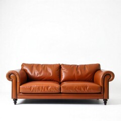 Fototapeta premium broen leather sofa on white background, isloted