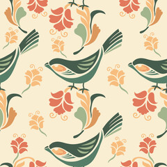 Geometric Warbler pattern vintage style and hand draw line