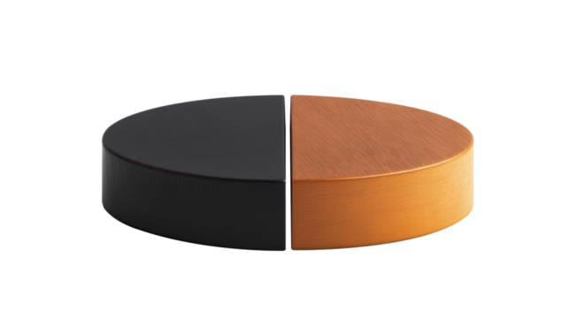 Black and brown pie chart, PNG transparent - Powered by Adobe