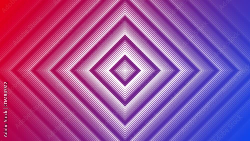 Wall mural red and blue gradient square line animation pattern background