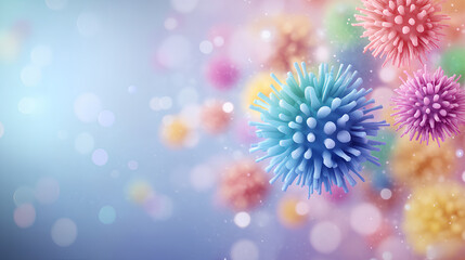 Colorful 3D Virus Model with Detailed Spike Protrusions on Gradient Background  
