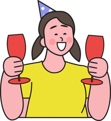 People in New Year's celebration moment, fun action, 2025