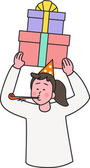 People in New Year's celebration moment, fun action, 2025