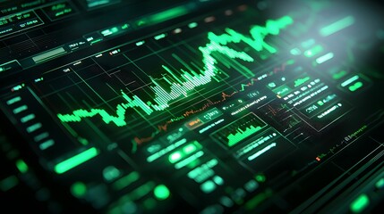 Fototapeta premium Dynamic Futuristic Trading Dashboard with Glowing Holographic Data Visualizations