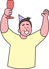 People in New Year's celebration moment, fun action, 2025