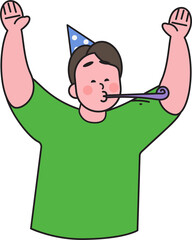 People in New Year's celebration moment, fun action, 2025