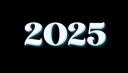 2025 Happy New Year isolated on black background