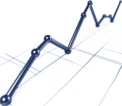 3D Business Graph Showing Growth and Progress