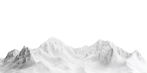 A mountain range is shown in white with a blue sky in the background