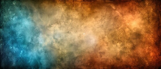 Grainy brown orange blue poster background, 