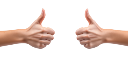 Two hands display thumbs up approval gestures.