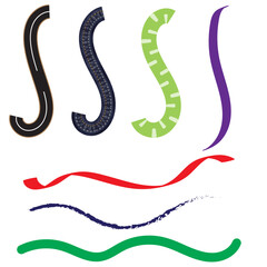 7 Stroke brush vector on white background.