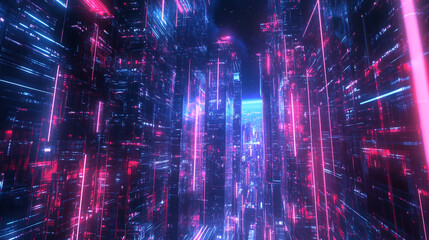 Fototapeta premium Energetic and colorful laser lights producing vibrant and intricate patterns against a dark background, high speed technology concept background, light abstract background. 