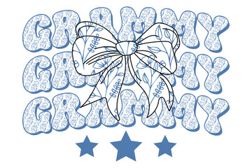 Blue Coquette Bow Grammy Chinoiserie T-shirt Design