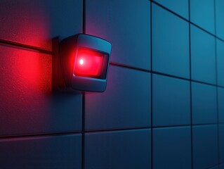 Emergency alert system activation urban environment security light night time close-up view safety concept