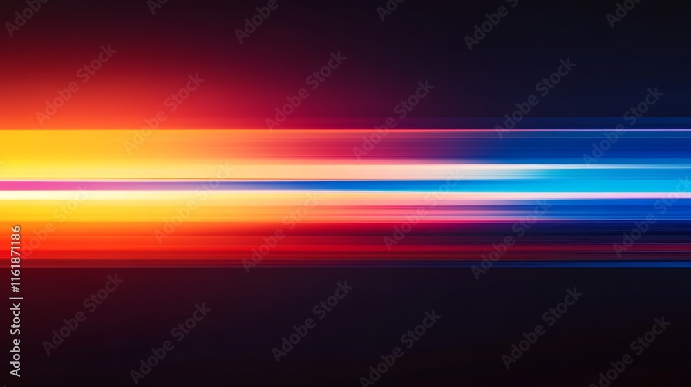 Wall mural Abstract vibrant horizontal light streaks background