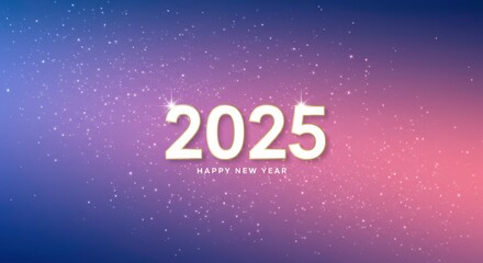 Sparkling New Year 2025: A vibrant and celebratory backdrop of twinkling lights against a gradient of pink and blue.