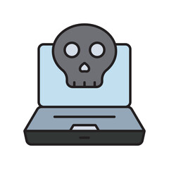 cyber terrorism color line icon with white background vector stock illustration