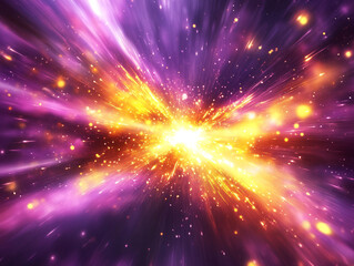 Radiant purple and yellow burst with dynamic light highlights