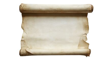 Blank ancient scroll for notes transparent background