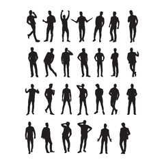 Vector Silhouettes of People in Various Standing and Gesturing Poses