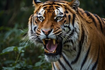 
A stunning close-up of a tiger in the wild, showcasing the majestic creature s power and intensity. This captivating image illustrates the beauty and wonder of wildlife and conservation. See LessBy I