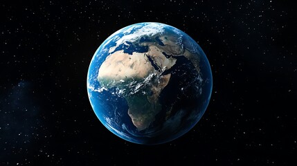 A blue Earth with the African continent on it, dark background, earth day concept