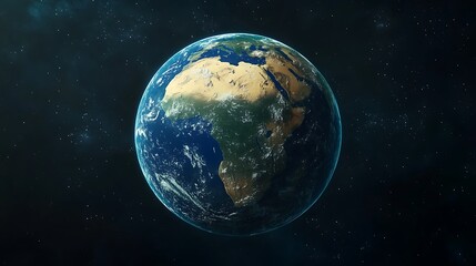 Obraz premium A blue Earth with the African continent on it, dark background, earth day concept
