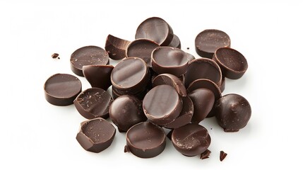 Fototapeta premium A Delicious Pile of Dark Chocolate Discs