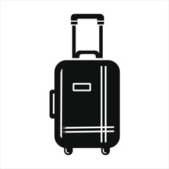 Travel Bag vector Icon. Baggage Suitcase Bag Icon. Backpack Icon Cabin Luggage vector illustration black and white background