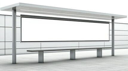 Fototapeta premium Modern bus stop with blank billboard and bench.