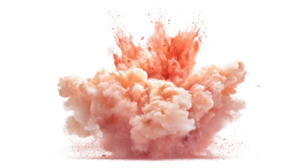 Orange explosion of smoke and sand transparent background