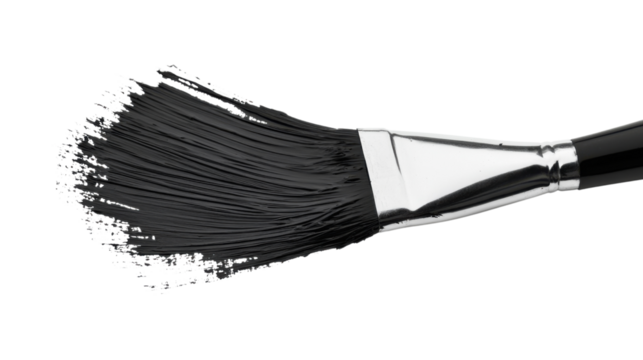 Paintbrush with smeared paint transparent background