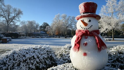Obraz premium Frosty Snowman in a Winter Wonderland Scene
