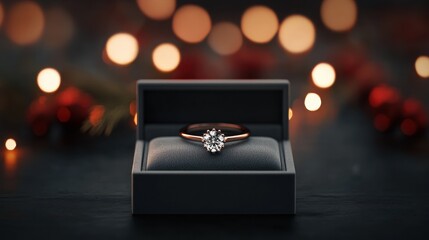 Romantic valentine's day proposal with elegant engagement ring