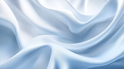 Obraz premium A shiny, smooth pastel blue satin fabric with a slight sheen and soft texture, Flowing blue and white fabric texture. Concept of softness and elegance.