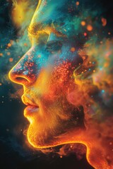 Stuck in a Dream, Ethereal Double Exposure Portrait, Dreamy Bokeh, Person Face, Dream Avatar, Mental Health Concept Backdrop, State of Mind Concept Art