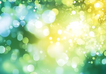 Fototapeta premium Abstract blurred spring background with sun rays and green grass, earth day concept