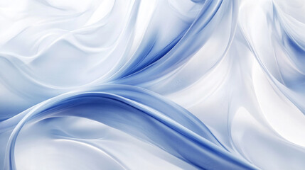 blurred gradient background transitioning smoothly from white to blue, evoking calmness, Frozen Wind: Abstract Soft Waves on White Cloth Background