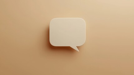 a blank white speech bubble for text on a beige background