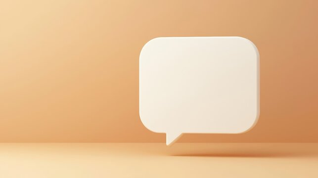 a blank white speech bubble for text on a beige background