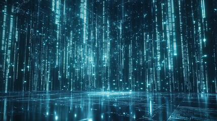 Abstract Digital Rain, Colorful background blue binary code, code used in digital computers,