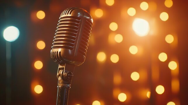 A close-up of a microphone and a stage setting where a winner will be announced during a grand event.
