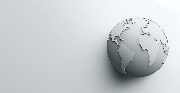 Gray vector illustration of a world map on a white background