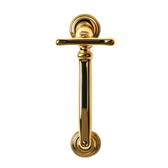 Elegant polished brass door handle isolated transparent background