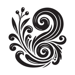 Curling Silhouette Vector Illustration, Solid White Background.