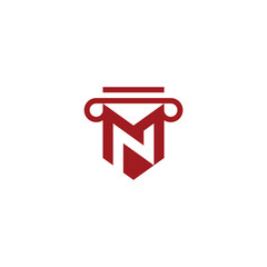 letters MN law firm with shield and scales of justice modern style logo design Inspiration