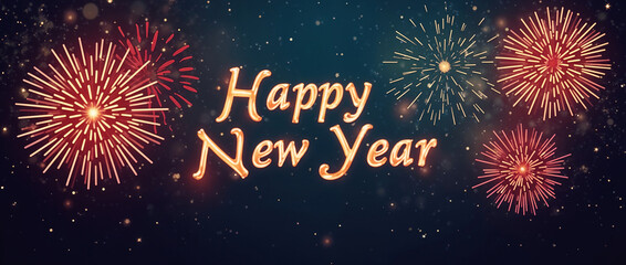 Magical Happy New Year Celebration Background with Sparkling Fireworks Illustration HD