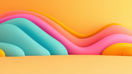 Obraz premium Colorful abstract waves with soft gradients create vibrant scene